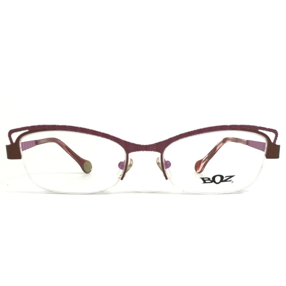 BOZ Eyeglasses Frames WELL 9082 Purple Brown Cat Eye Half Rim 52.5-18-140